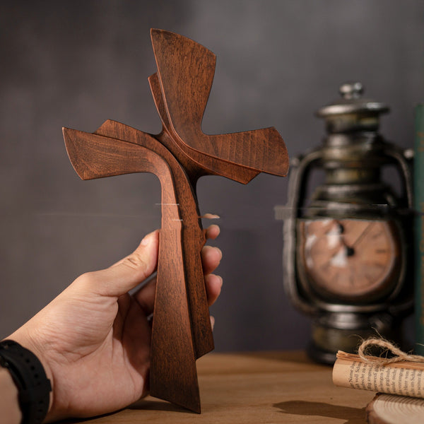 Simple Wall-mounted Hand-held Cross Solid Wood Crafts Wall Decorations